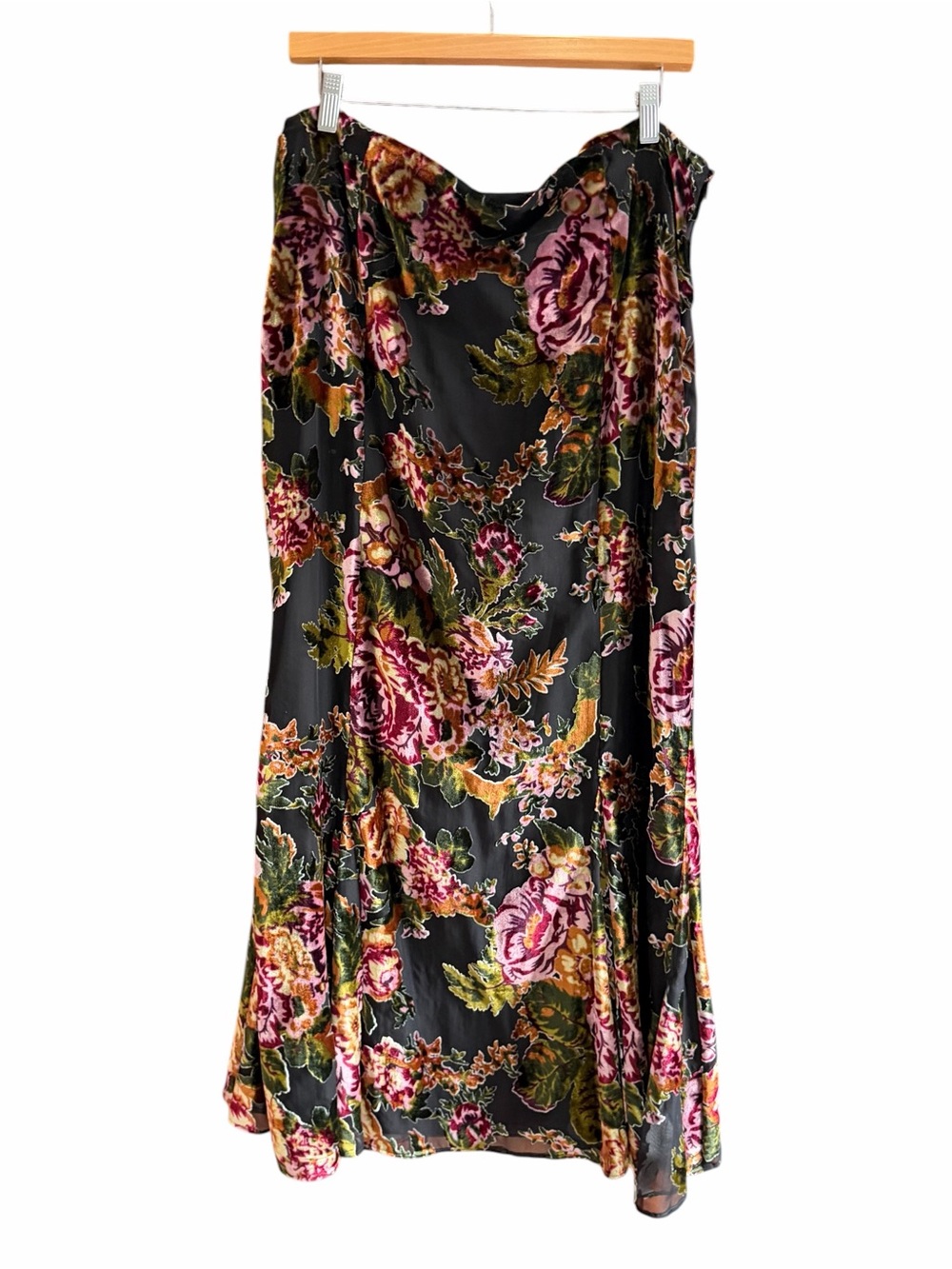 BOSTON PROPER Burnout Velvet Floral Maxi Skirt Y2K Whimsigoth 14